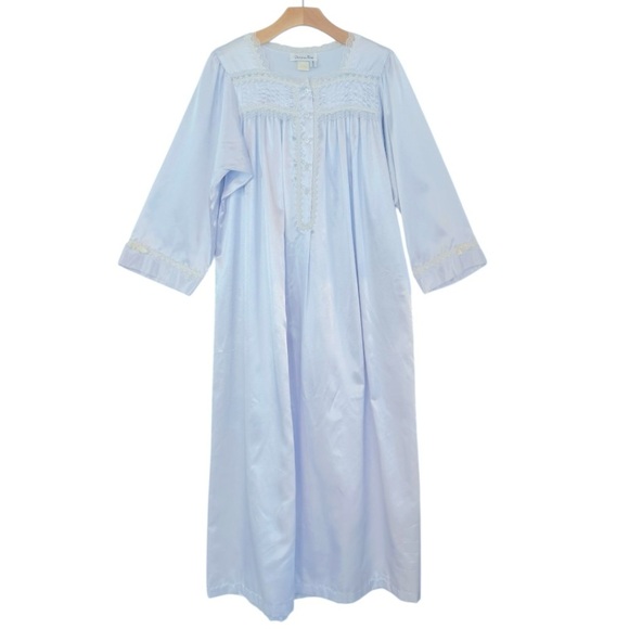 CHRISTIAN DIOR Vintage Silky Baby Blue Full Length Nightgown - Picture 1 of 7